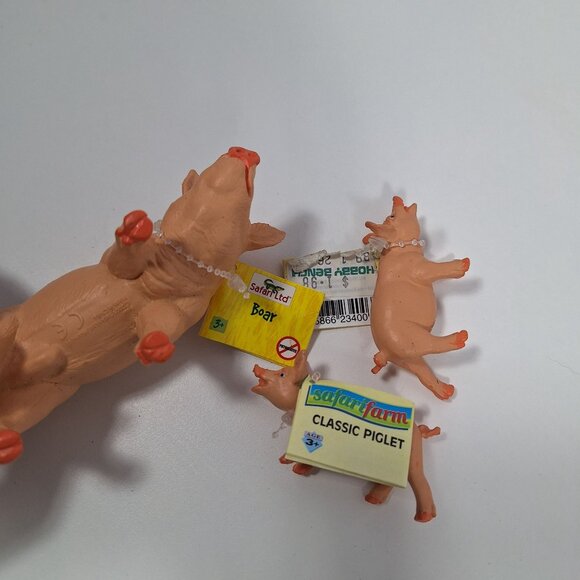 Safari Ltd Pig Figures 2 1998 Piglets Boar 2001 Black White 1991 Farm Lot - Picture 9 of 12